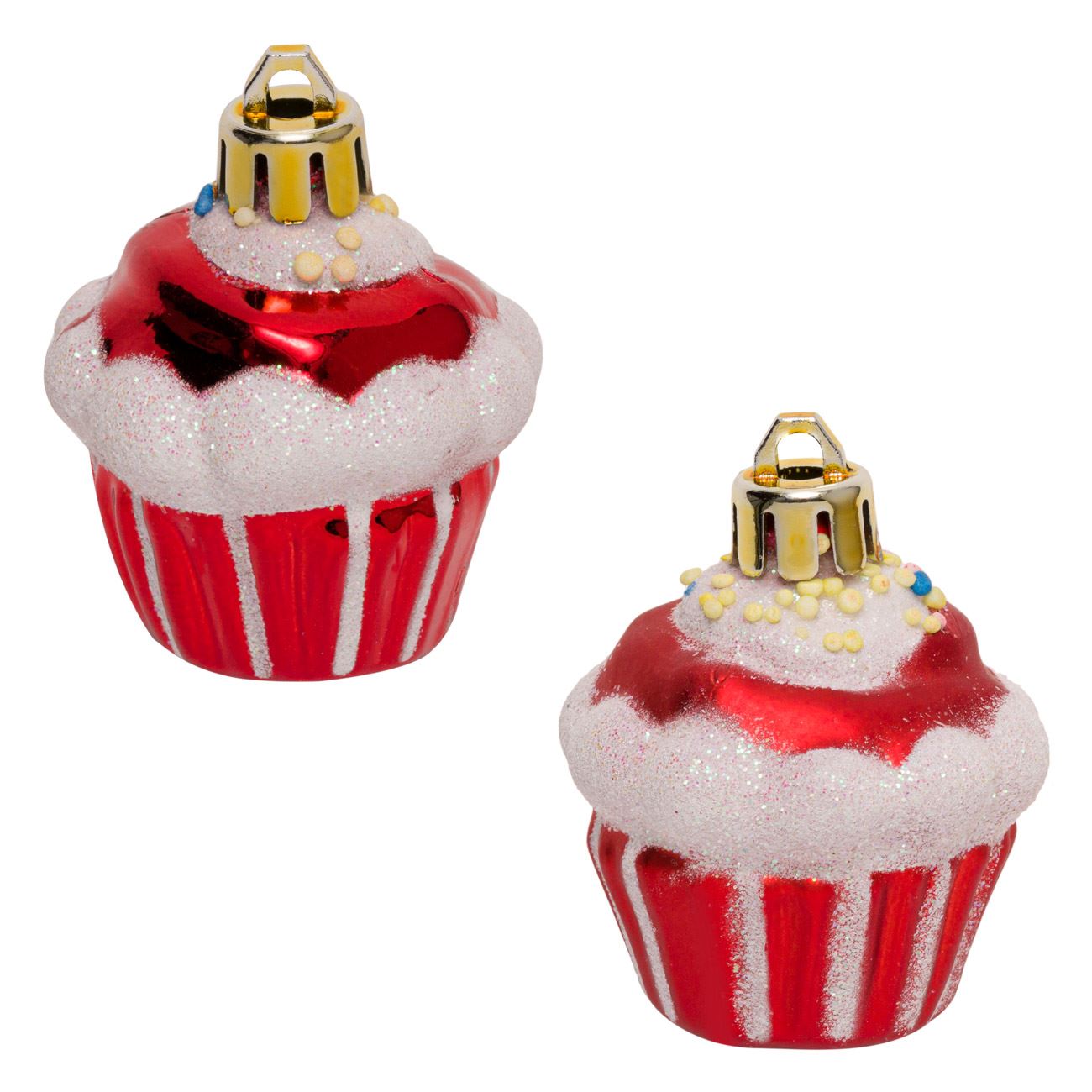 Kırmızı ve Beyaz, Cupcake Ağaç Süsü 5,5cm